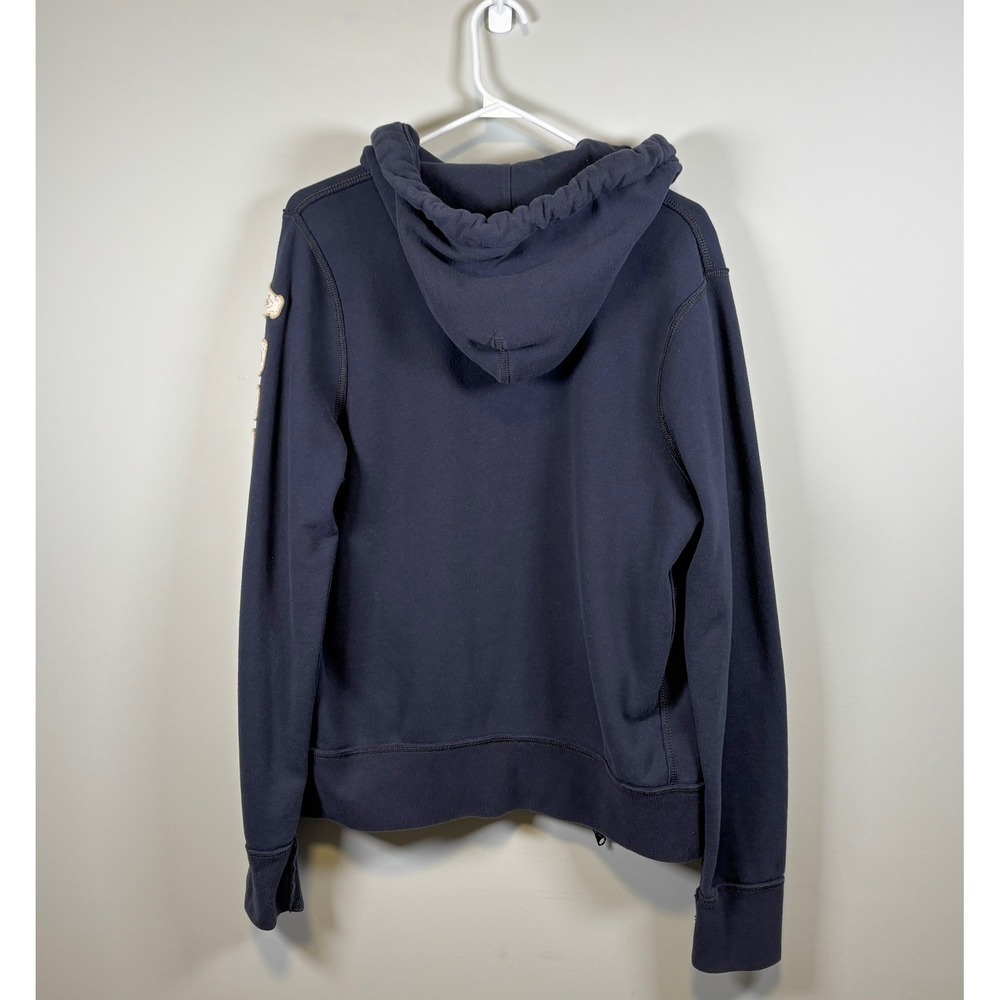 Vintage Abercrombie & Fitch Full Zip Hoodie Distressed Sleeve Logo Blue Unisex - Picture 8 of 11